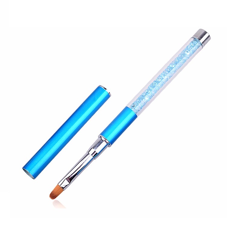 Nail Art Brush Pen Rhinestone Diamond Metal Acrylic Handle Carving Powder Gel Liquid Salon Liner Nail Brush With Cap ZA2094