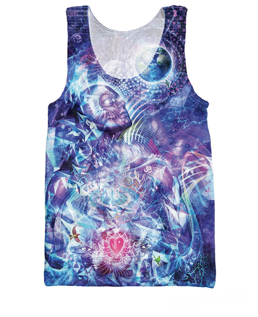 

Wholesale- Men Tank Tops 3d Print The Earth Symbols Trippy Vest Jersey Sleeveless Shirt Striped Bodybuilding Stringer Singlets