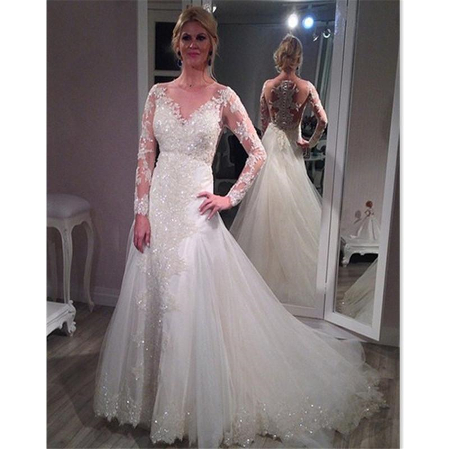 Appliqued Lace Long Sleeves Wedding Gowns Autumn Designer Sheath Wedding Dresses With Detachable Train Vestido De Noiva Branco, Red
Appliqued Lace Long Sleeves Wedding Gowns Autumn Designer Sheath Wedding Dresses With Detachable Train Vestido De Noiva Branco, Red
