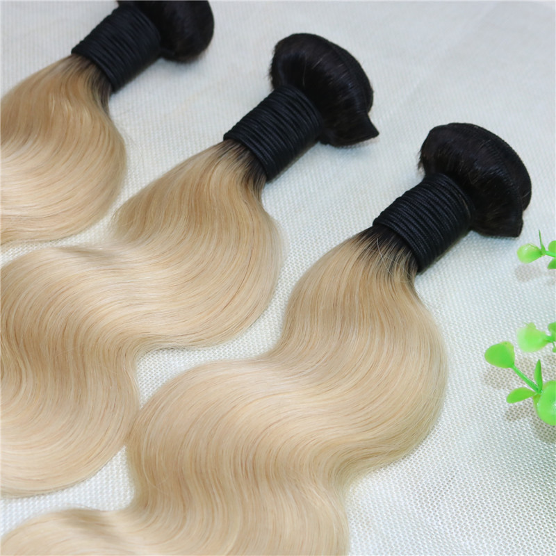 Ombre 1B 613 Bleached Blonde Hair Bundles Double Drown Body Wave Blonde Hair Weaves Brazilian Human Hair Wefts Dart Root Two Tone