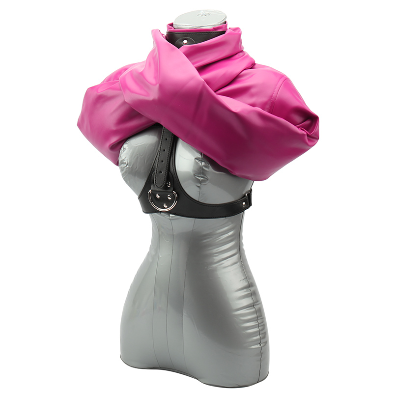 Fetish Erotic PU Leather Strait Jacket, Open Breast Straitjacket Bondage Restraints Harness Adult Games Sex Toys for Couples 0701