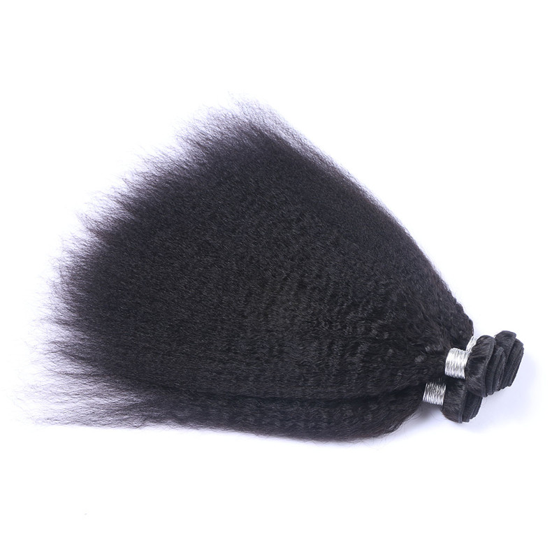 African American Afro Kinky Srtaight Brazilian Human Hair Bundles Hair Weave Double Drown Machine Human Hair Weft For Black Women