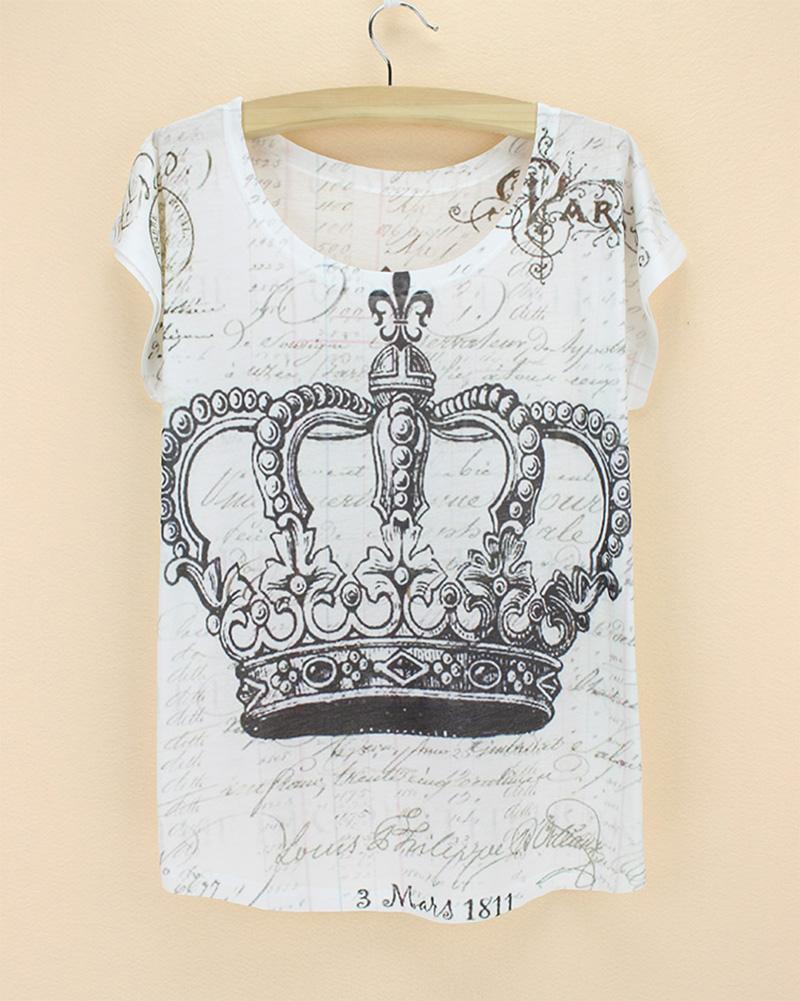 Wholesale-black crown summer dress white plus size summer women t-shirt good quality hot selling new arrival womens clothing, Hsst00159
Wholesale-black crown summer dress white plus size summer women t-shirt good quality hot selling new arrival womens clothing, Hsst00159
