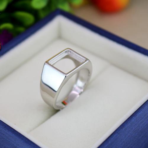925 Sterling Silver Fashion Wedding Ring 9x11mm Princess Cabochon Semi Mount Men Fine Silver Ring Setting Jewelry