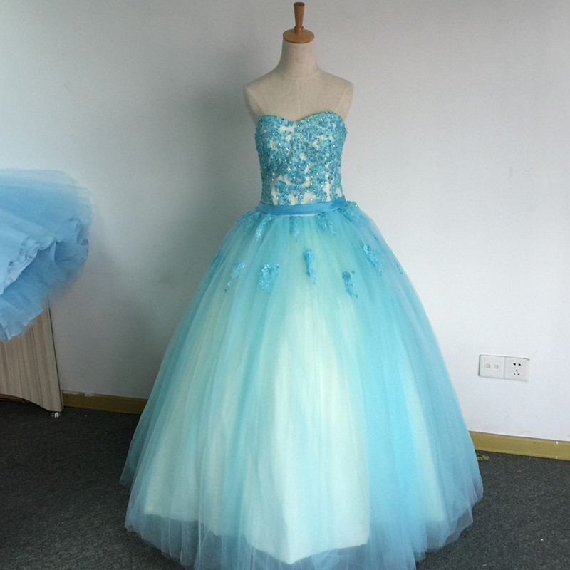 2017 Sweetheart Crystal Ball Gown Quinceanera Dresses with Appliques Tulle Lace Up Sweet 16 Dresses Vestido Debutante Gowns BQ11