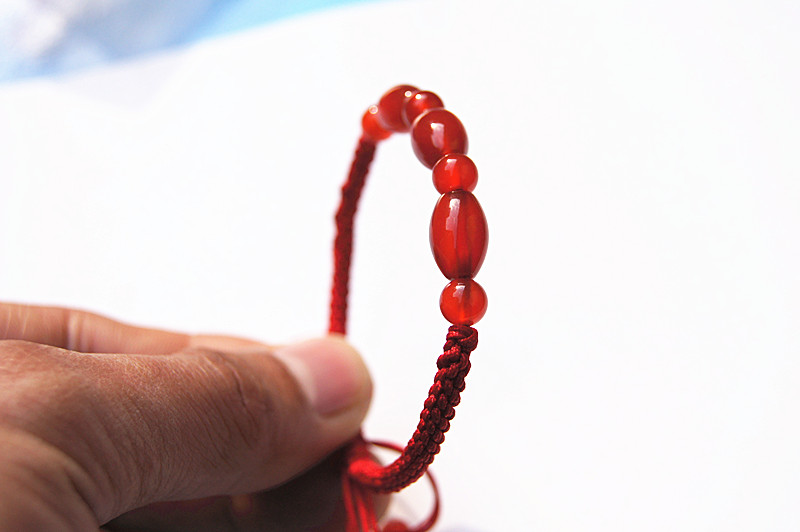 Pure manual weaving red king kong Football type red agate beads bracelet. -