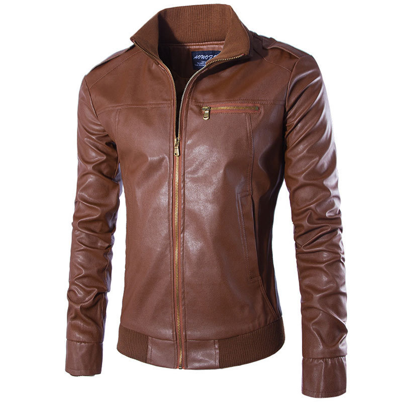 Whole New PU Leather Jacket Men Blouson Moto Cuir Mens Windproof Motorcycle Biker Jacket Jaqueta de Couro Veste Cuir Homme Y09866454