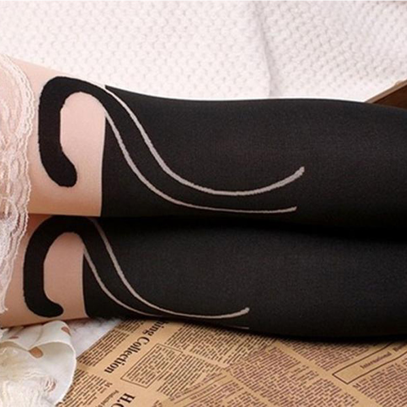 Wholesale- JECKSION Cat Printing Summer Style Women Velvet Sexy Stocking Thigh High Women's Stockings Long High Ladies Stockings Leggings