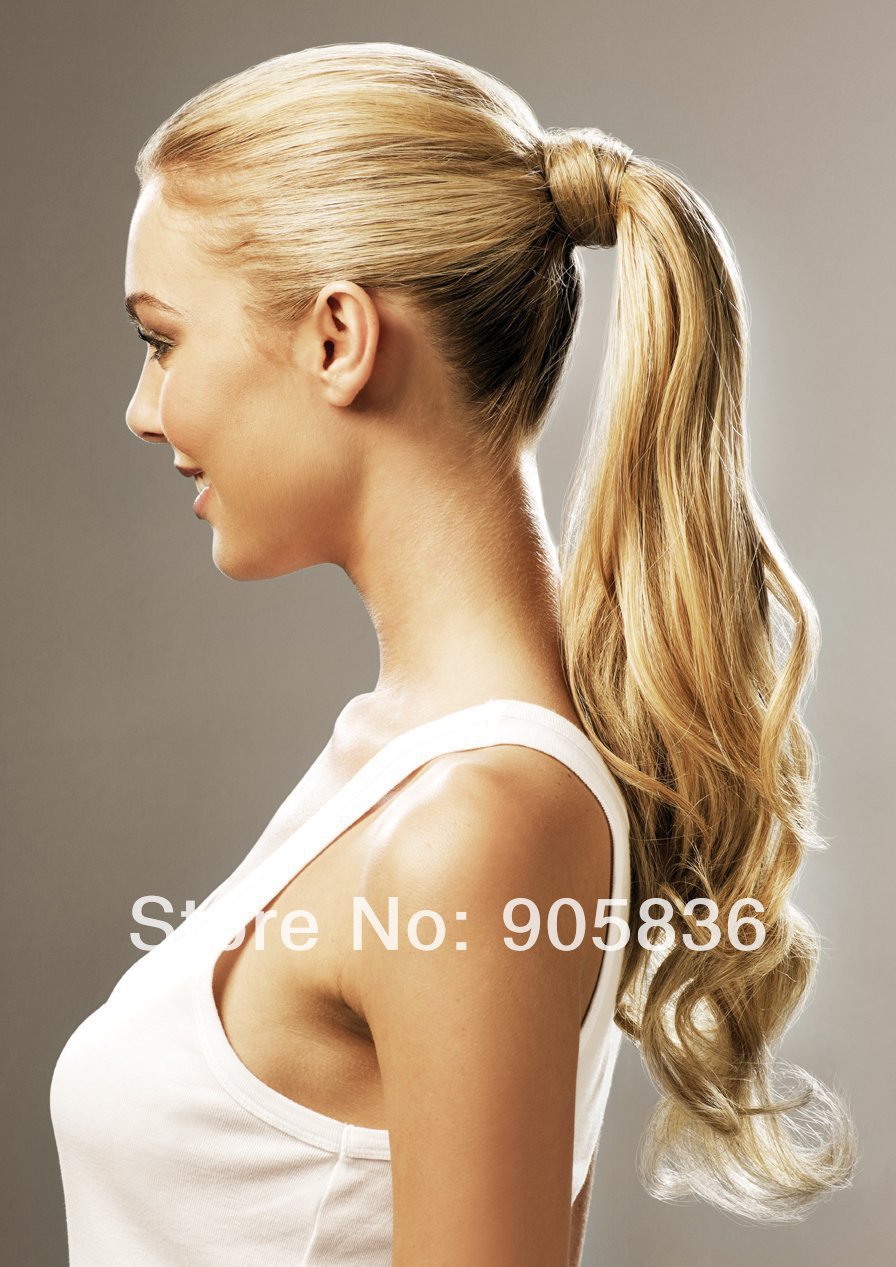 Long Straight European Ponytail Hair Extensions ash white Blonde 613 Hair Extensions For white Women 120g