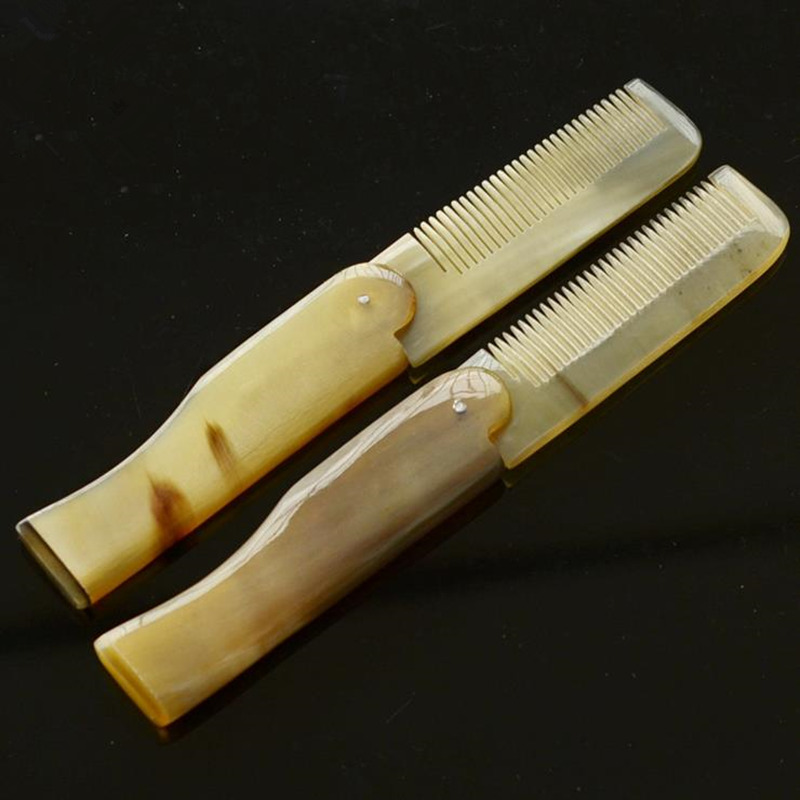 Foldable Horn comb Portable Folding Comb Anti-Static Hairbrush Handmade Natural Ox Horn Combs Styling Tools F2017688
