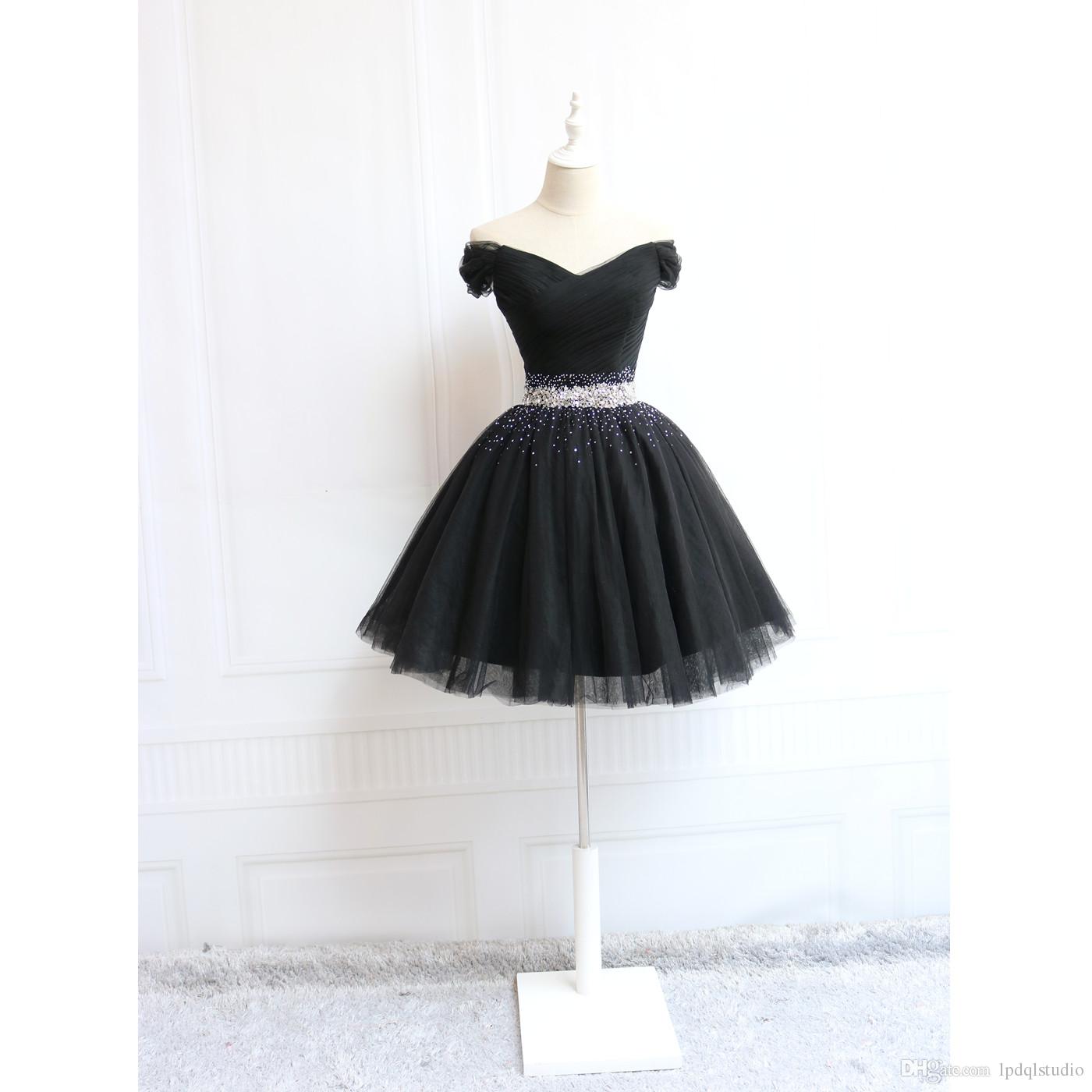 Dark Red Short prom Dresses Off Shoulder Lace-up Back Pleats Tulle with Sparkling Beads Sequins Royal Blue,Black,Burgundy,Lavender Evening