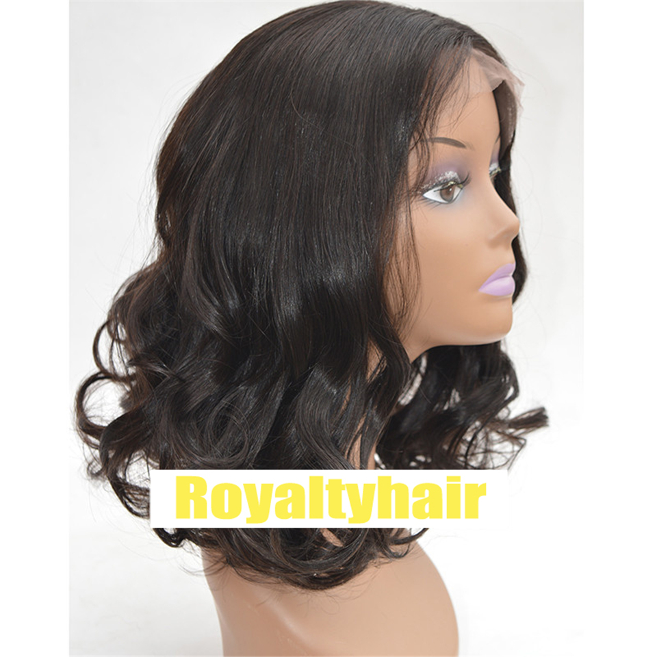 Short Human Hair Wigs Peruvian Body Wave Wig Hair Pre-Plucked Hairline Wavy 8-14 Inch Short Bob Lace Closure Wigs