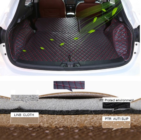 For Nissan Qashqai J11 2014 2015 2016 2017 Custom Car Trunk Mat Cover Rugs Waterproof Leather Auto Rug Interior Accessories