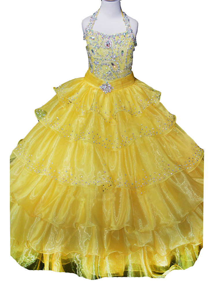 Big Girls Special Occasion Halter Ball Gowns Flower Girls Wedding Party White Dress Kids Communion Pageant Dresses