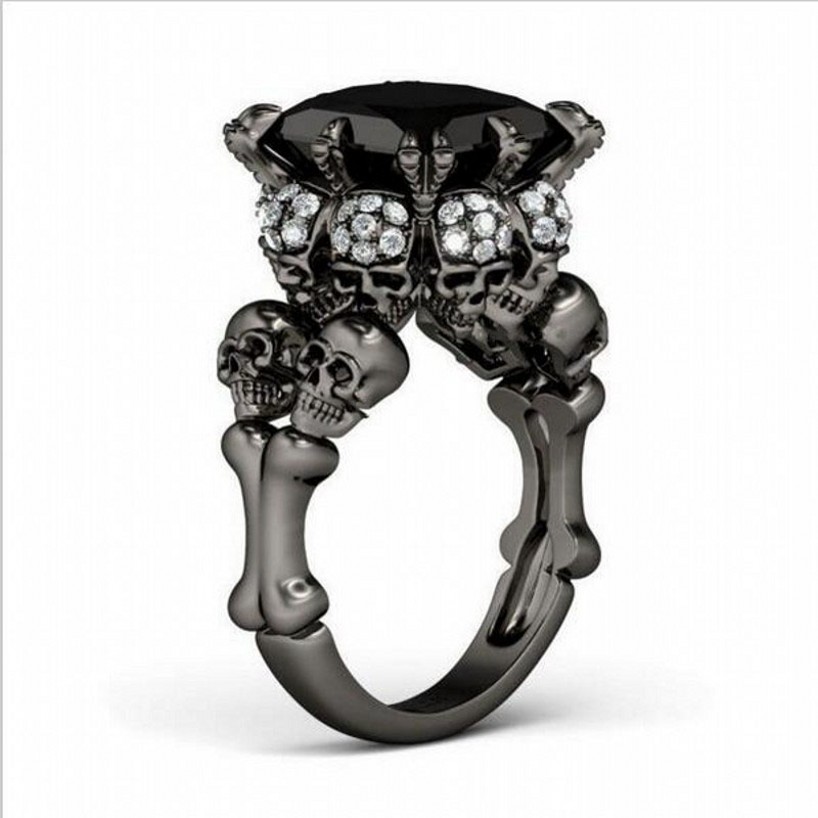 Brand Punk Jewelry Skull 10KT Black Gold Filled Demon Princess 5CT Black Sapphire Cocktail Wedding Bands Ring for Women Men
Brand Punk Jewelry Skull 10KT Black Gold Filled Demon Princess 5CT Black Sapphire Cocktail Wedding Bands Ring for Women Men