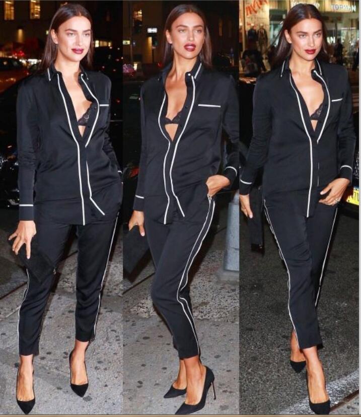 Gorgeous Women Outfit Cheap Sexy Black With White Stripe Free Shipping Fashion Wear Lapel Custom Made Formal Suits