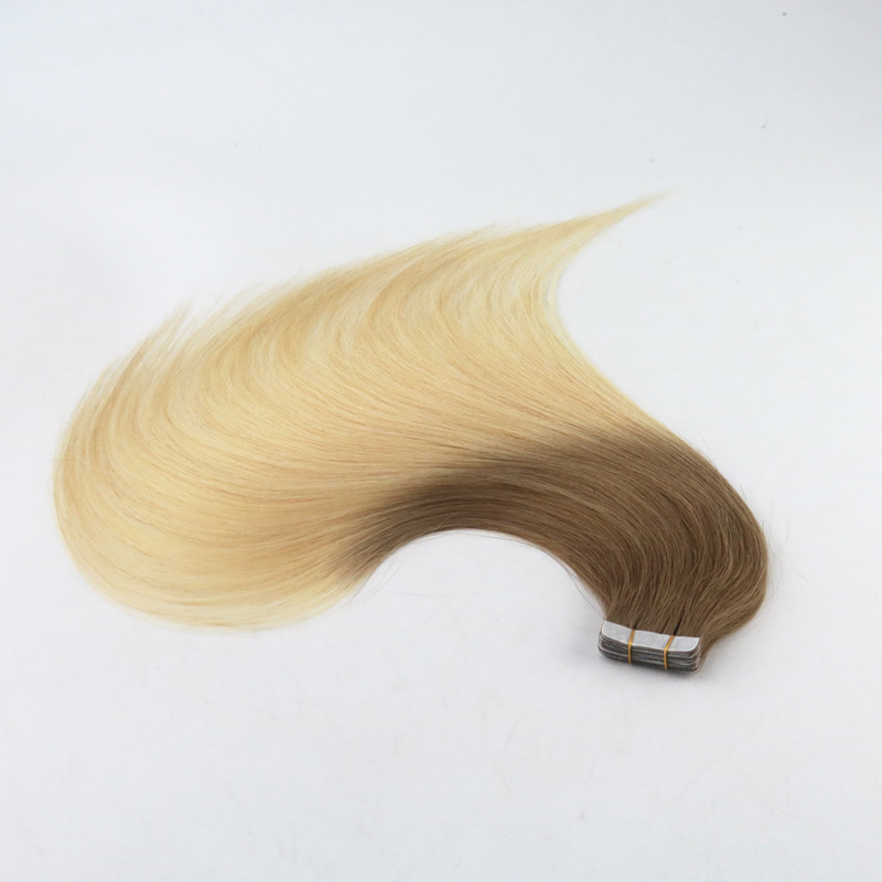 Ombre Color #6#613 High Quality Tape in Hair Extensions Seamless Virgin Human Hair Skin Weft Slik Straight Tape on Extension 100g Per Piece