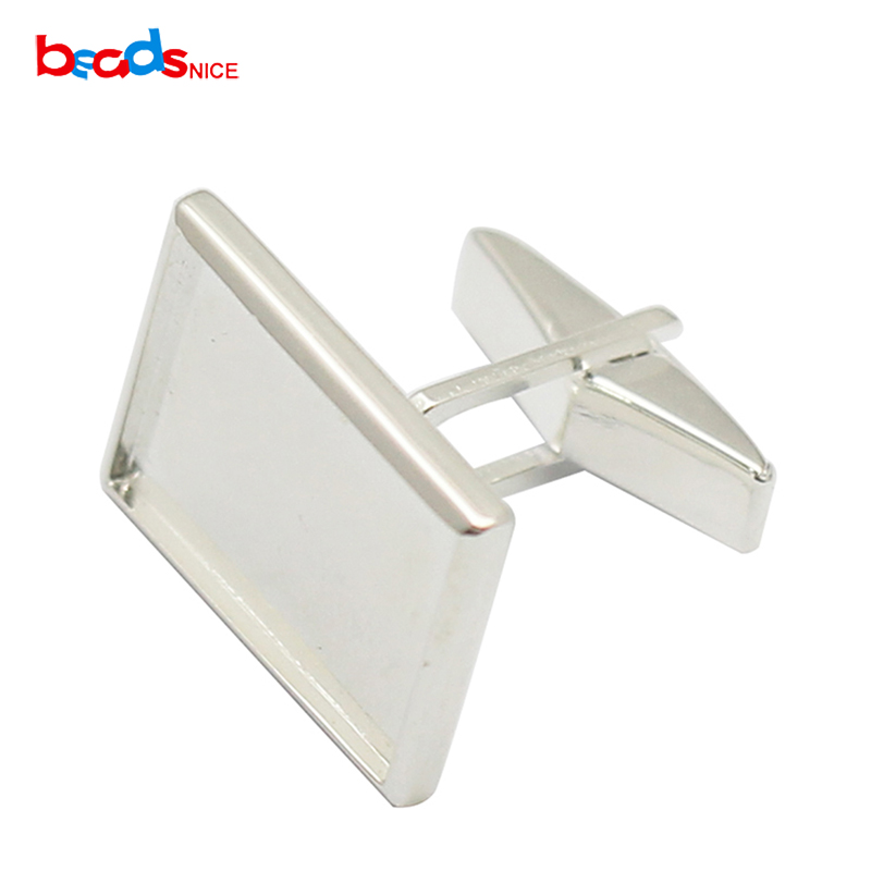 Beadsnice Solid 925 Sterling Silver Cufflink Findings Mens Jewelry Cufflink Blanks with Rectangle Bezel Setting Handmade ID30929