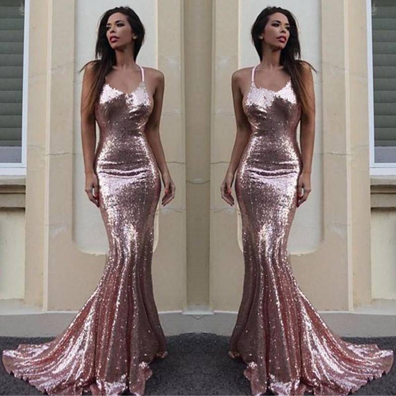Rose Gold Mermaid Evening Dresses 2020 Sexy Halter Sequins Long Prom Dresses Formal Party Wear Cheap Robe de Soiree, Brown
Rose Gold Mermaid Evening Dresses 2020 Sexy Halter Sequins Long Prom Dresses Formal Party Wear Cheap Robe de Soiree, Brown