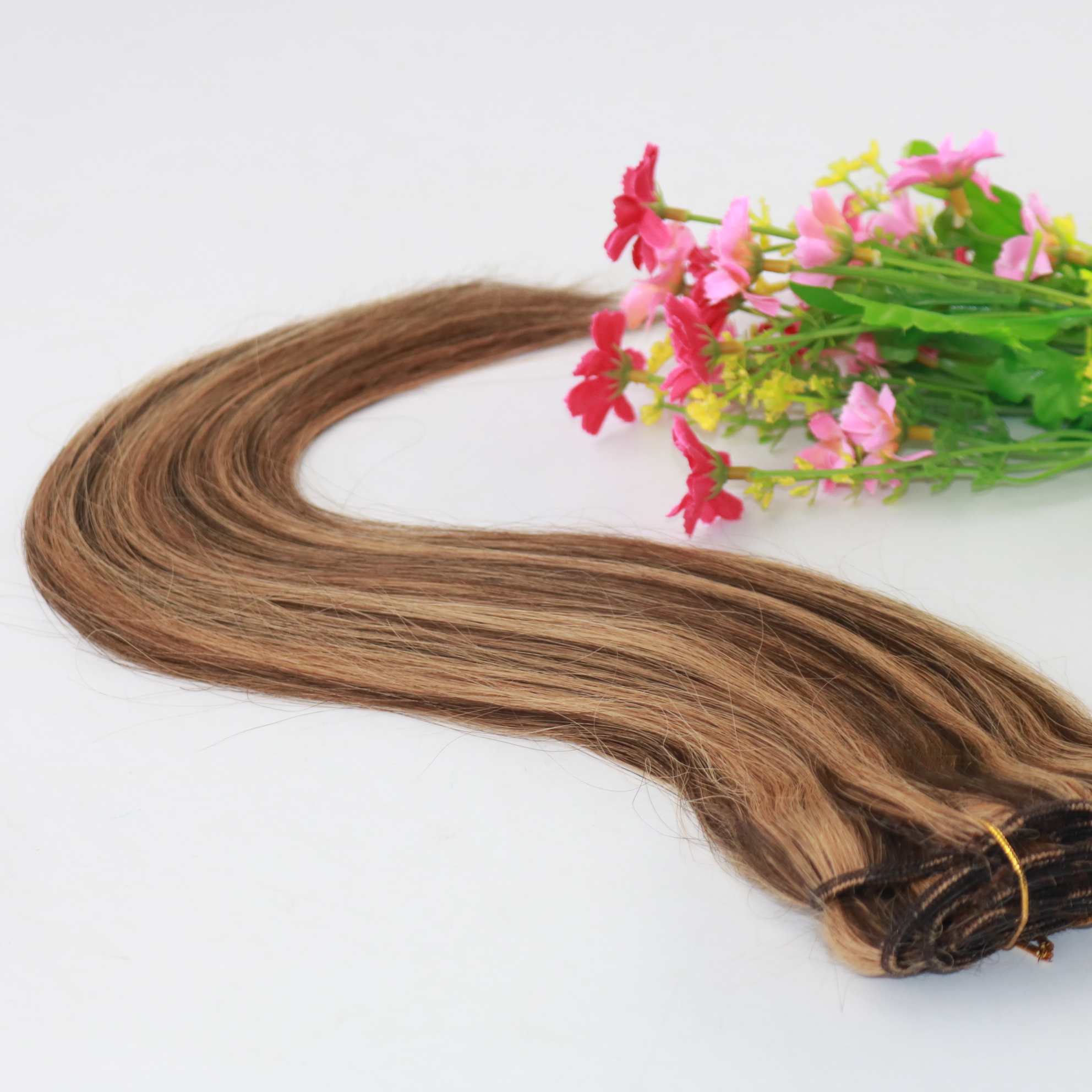 High Quality 100% Human Hair 100g/piece 8A Remy Hair P3/27# 14 inch to 24 inch Straight Clip in Hair Extension