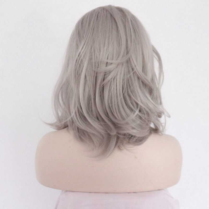 Natural Wavy Heat Resistant Lace Front Wig Synthetic Hair Black Root Ombre Gray Hair womens gray wig