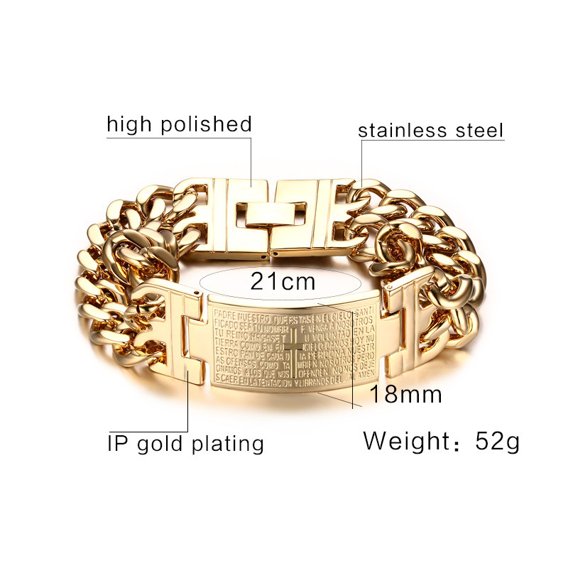 Gold Color Boy's Double Hand Chain Bracelets&Bangles Spanish Bracelets Bangles Punk Style Hand Wristband BR-203