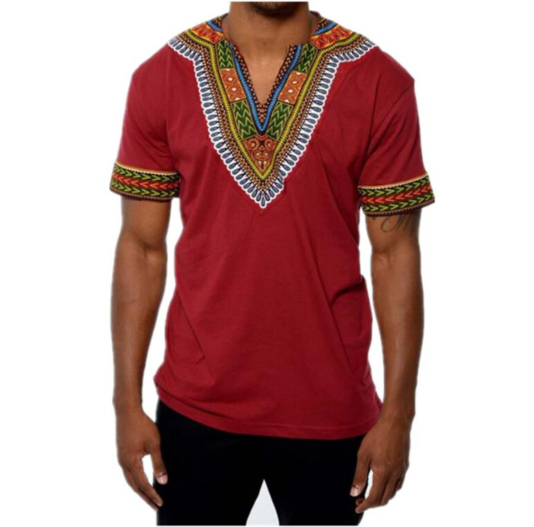 Male Dashiki Vintage T shirts 2017 Cotton Bohemia Retro Tops Men African Print T-shirt Ethnic Traditional Tees Plus Size