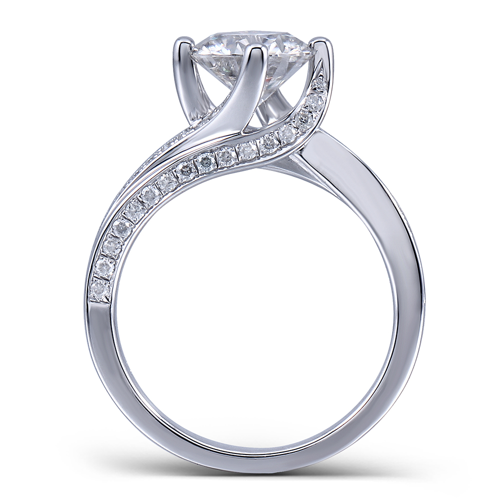 Queen Brilliance 1.5ctw Lab Grown Moissanite Diamond Engagement Wedding Ring Platinum Plated 925 Sterling Silver Women Jewelry q171026