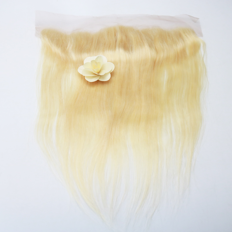 Brazilian Remy Hair 13"X4" Free Part 613 Blonde Lace Frontal Closure Straight Human Hair 130% Density