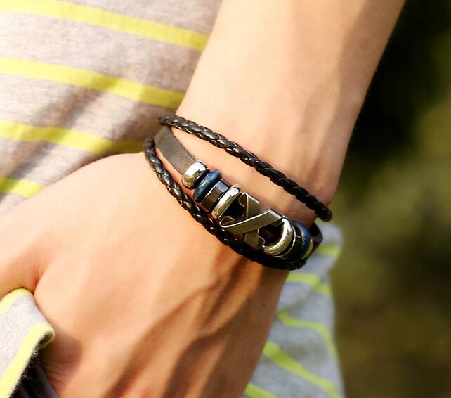 Punk bracelet jewelry factory direct cowhide bracelet retro leather necklace