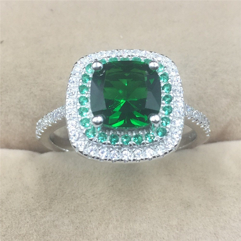 Fine Jewlery Brand 100% silod Sterling silver ring Luxury Princess-cut 4ct emerald gemstone ring Engagement wedding bried ring for women 
Fine Jewlery Brand 100% silod Sterling silver ring Luxury Princess-cut 4ct emerald gemstone ring Engagement wedding bried ring for women