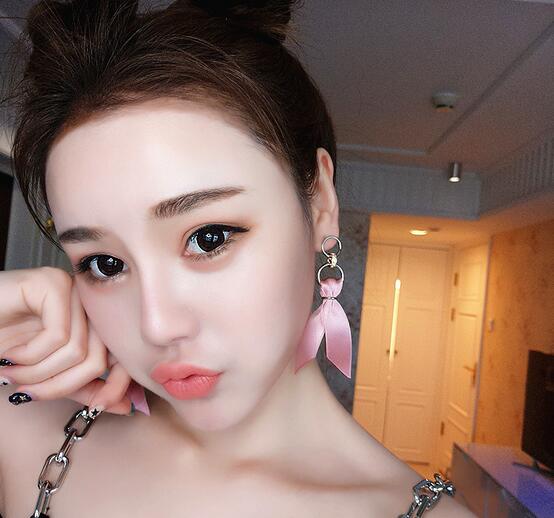 New wild ribbons long temperament earrings sweet and lovely female personality simple earrings pearl earrings