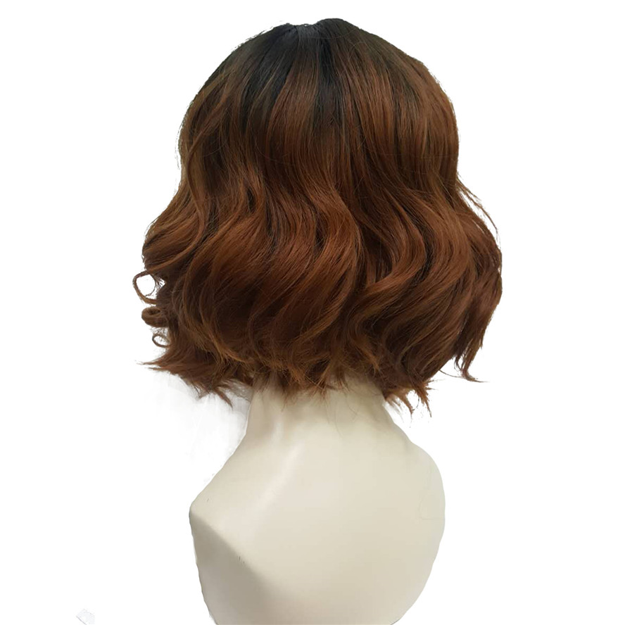 Medium Curly Beauty wig for women Formal Hairstyles For Medium Hair Synthetic Curly Ombre Full Wigs