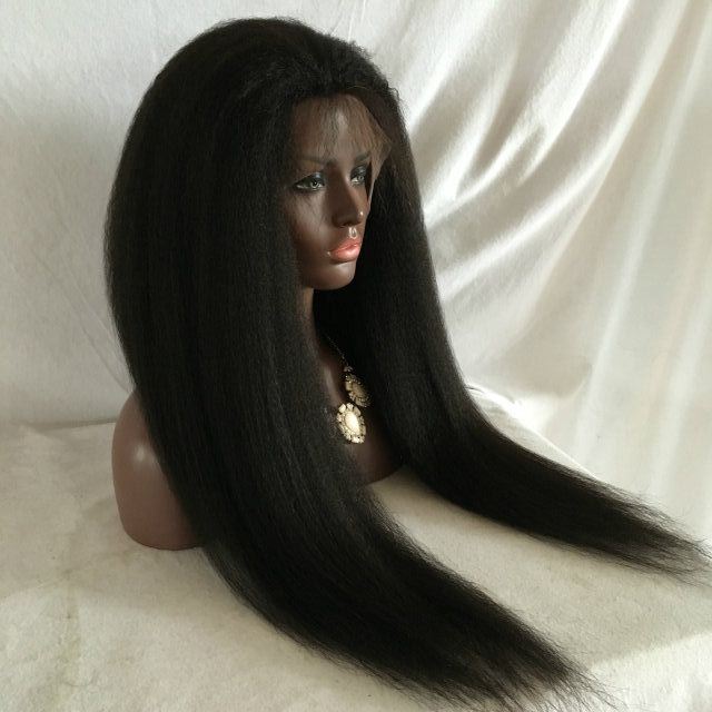 Full Lace Human Hair Wigs Virgin Peruvian Hair Yaki Kinky Straight Lace Front Wigs For Black Women Baby Hair Freeship