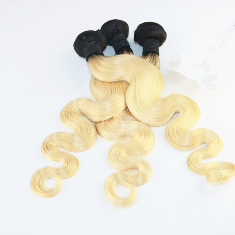 High Quality Ombre Blond Hair Weaves Brazilian Body Wave Human Hair Extensions Remy Hair Bundles 100G/Piece