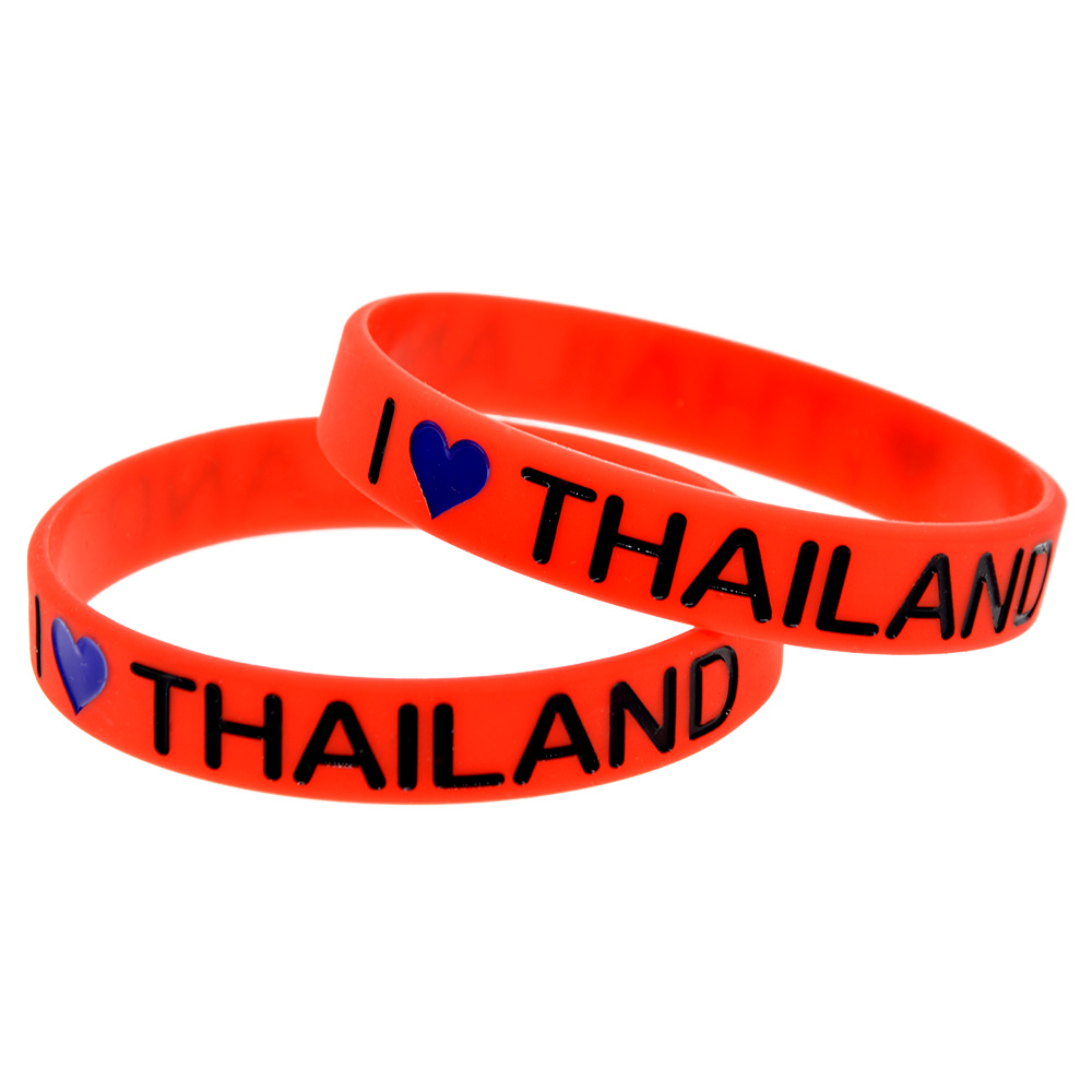 100PCS I Love Thailand Silicone Rubber Bracelet Decoration Logo Red Adult Size Perfect To Use In Any Benefits Gift