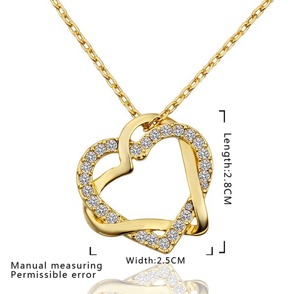 Free shipping Heart white crystal 18K gold Necklaces for women,Brand new yellow gold gem pendant Necklaces include chains SGN586