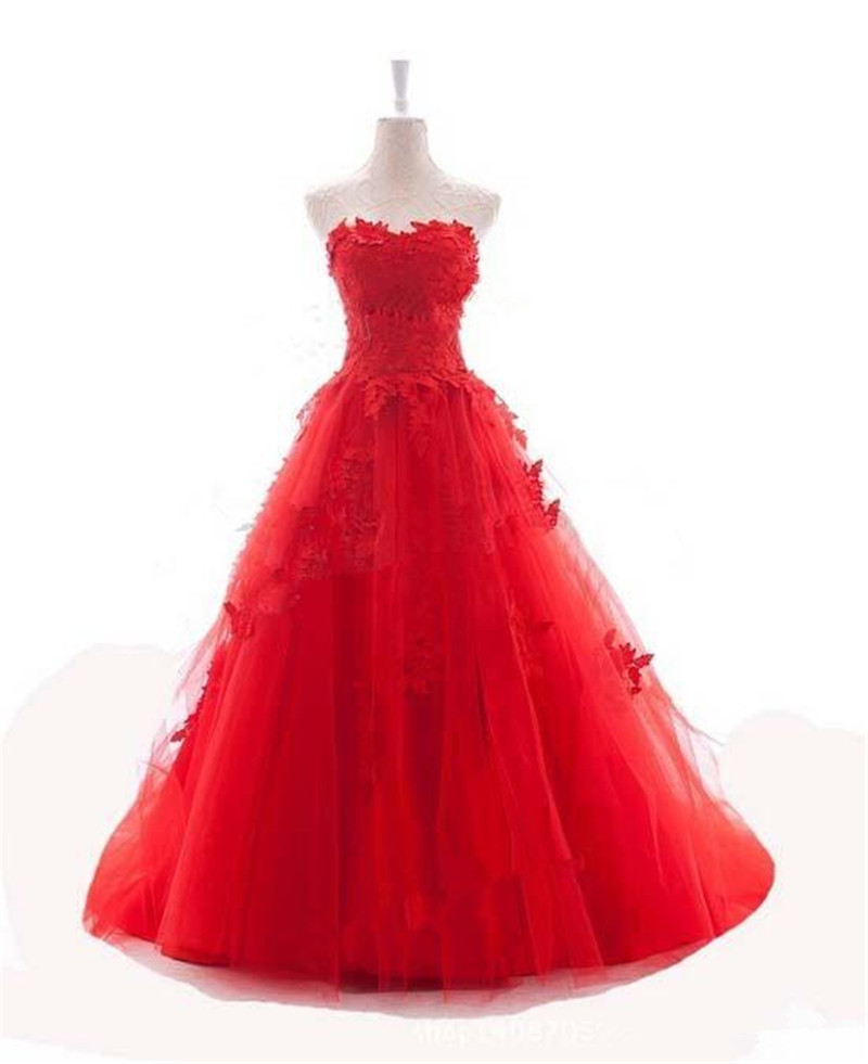 2017 Sexy Red Ball Gown Quinceanera Dresses with Appliques Tulle Lace Up Plus Size Sweet 16 Dress Vestido Debutante Gowns BQ53