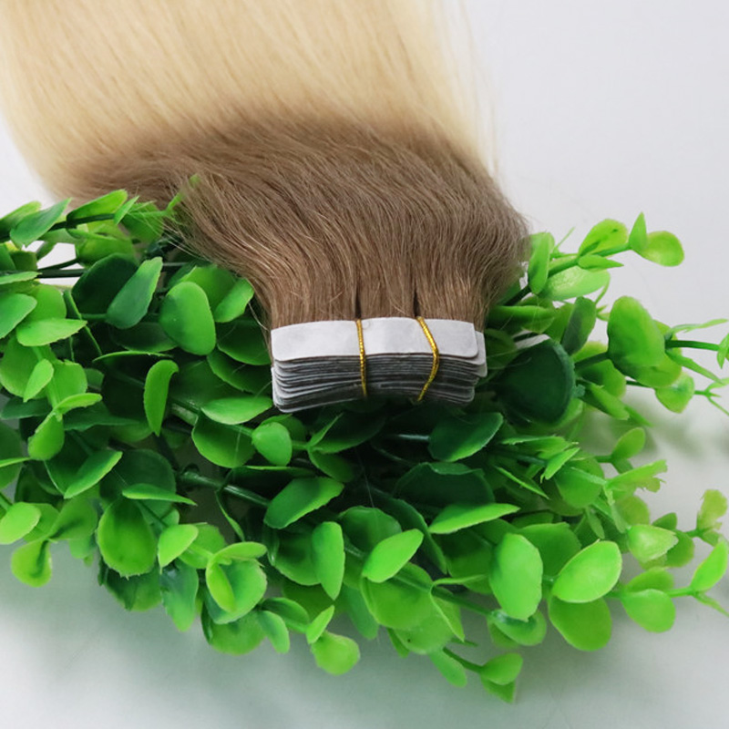 Ombre Hair Dark Brown 4# Shade To Golden Blonde 613#Tape In Human Hair Extensions 40pcs 100gram Brazilian Remy Hair
