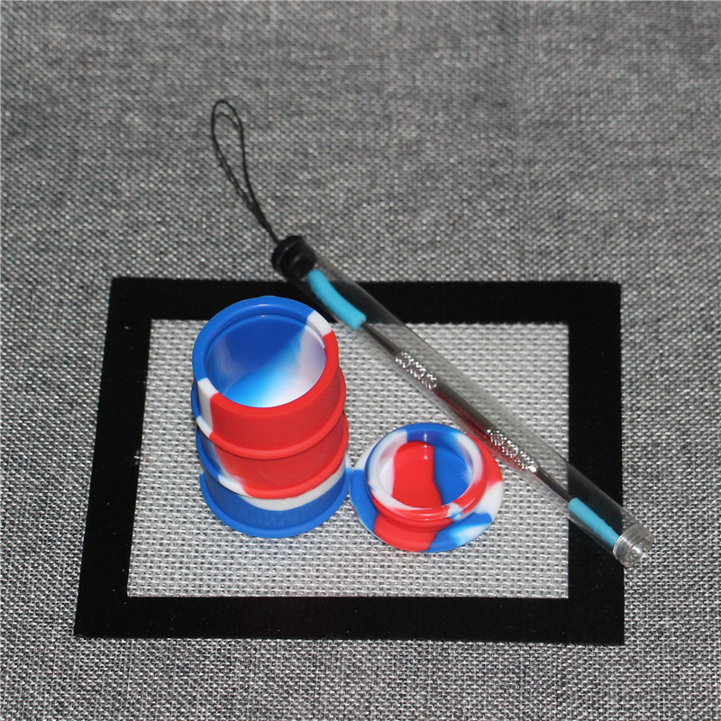 Silicone Kit Set With Silicone Dab Mat Pad oil Silicone Containers For Wax Dabs jars Stainless Dabber Tool