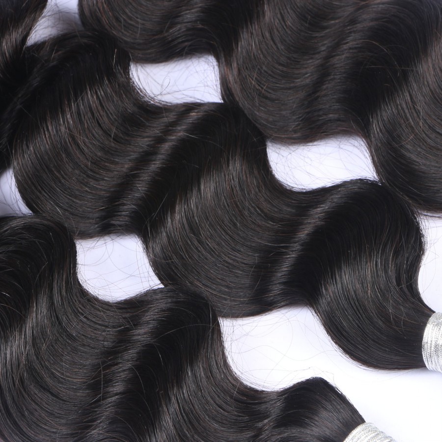 Loose Wave Brazilian Human Virgin Hair Lace Frontal With 3 Bundles 13X4 Ear To Ear Lace Frontal Natural BlackColor Human Hair Weaves Closure