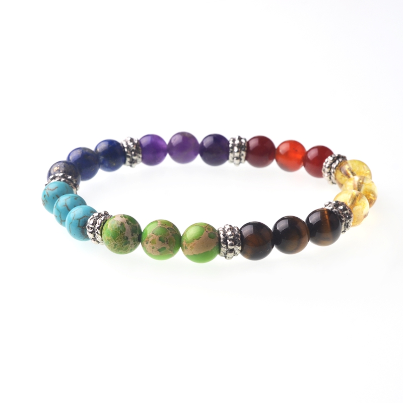 12pc/set 8mm 7Chakra Colorful Natural Stone Beads Crystal Bracelet For Women Braided Rope Bracelets Reiki Spiritual Yoga Jewelry