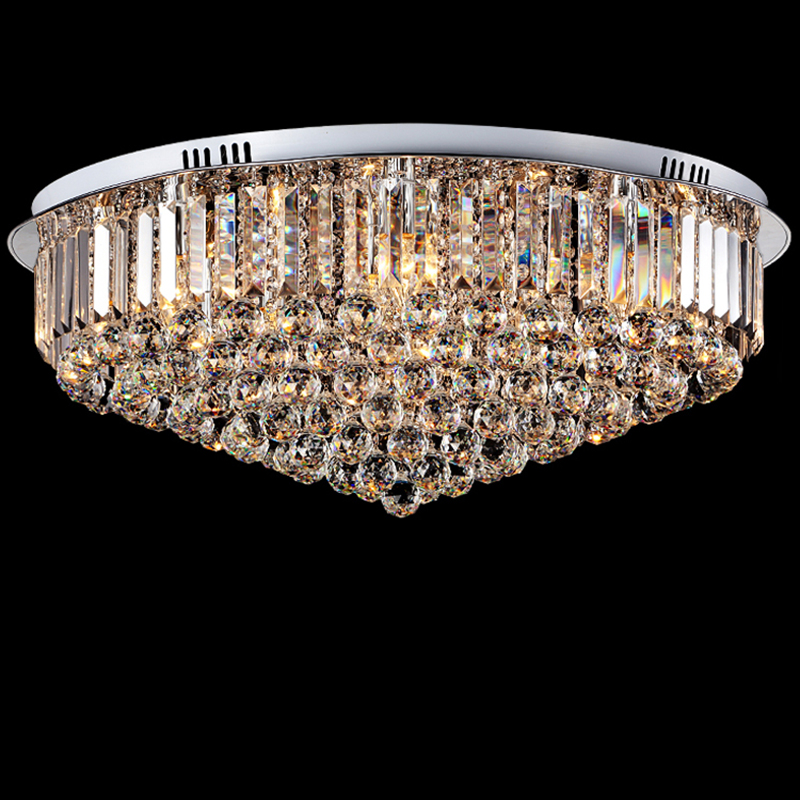 Crystal Led Ceiling Light Round E14 Chandelier Fitting Lamp K9 Crystal Silver Chrome Ceiling Pendant Light for Living room