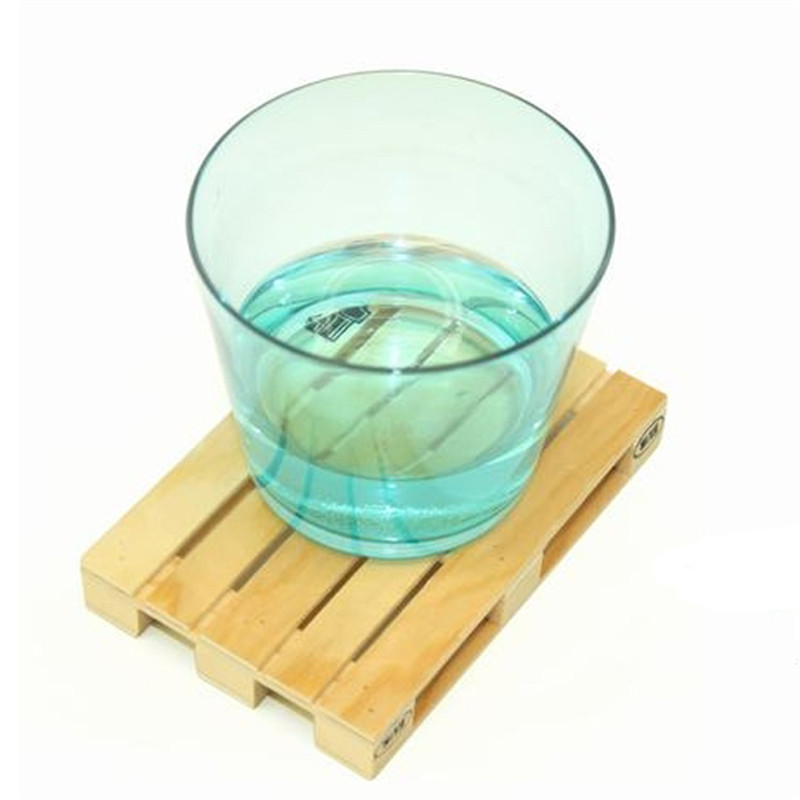 Wholesale- 4pcs/set Rectangle Mini Wooden Pallet Set Whiskey Wine Glass Cup Mat Pad Hot Cold Drink Wood Table Mat Bar Tool IC878076