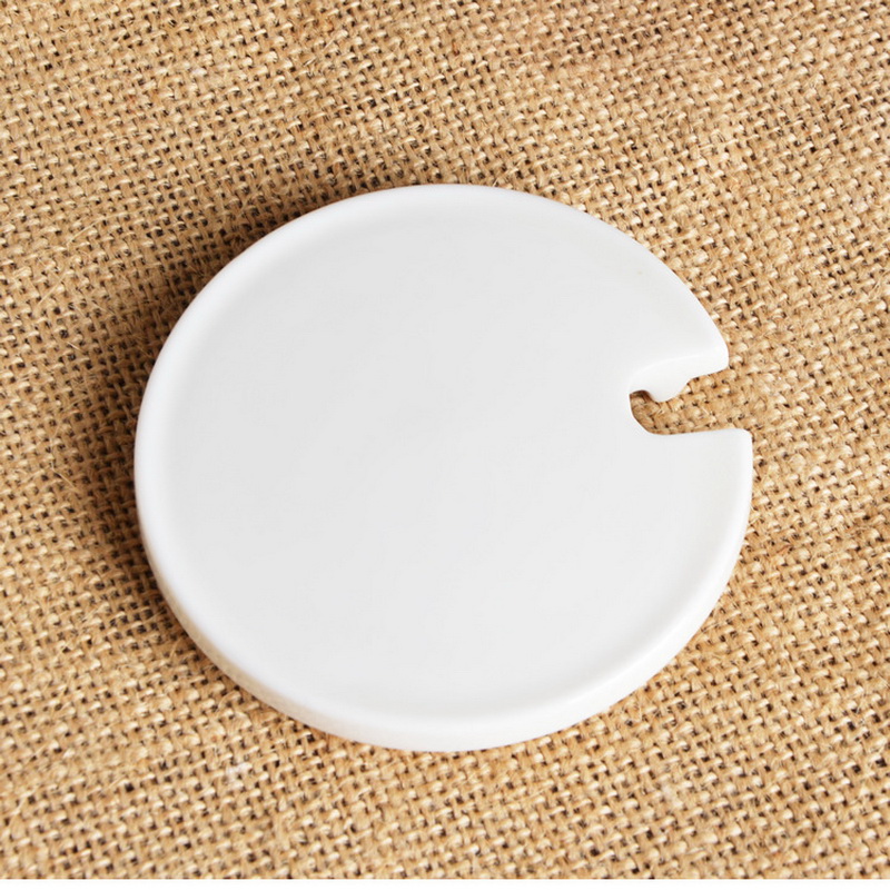 Ceramic Cup Lid 12oz White Porcelain Cup Cover Eco-Friendly Mug Cap put spoon in the Drinkware