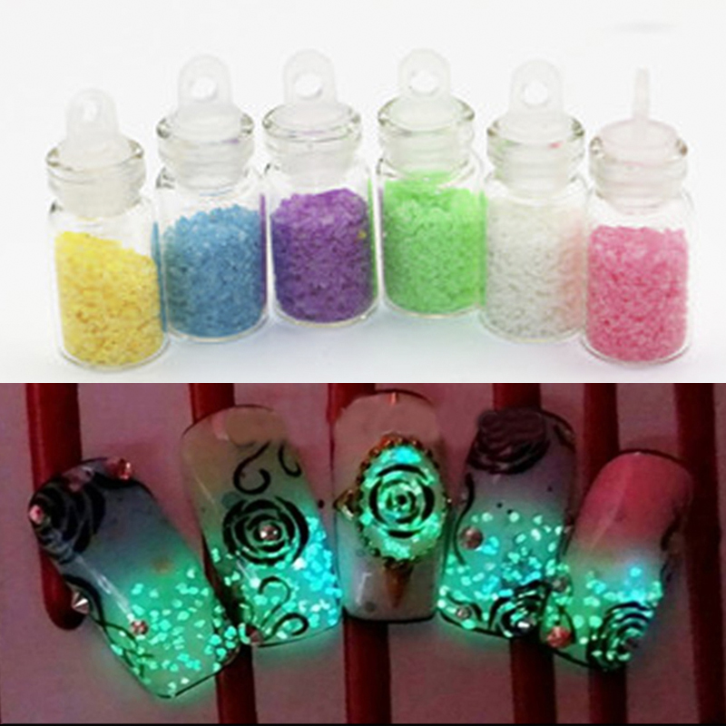 Wholesale- Nail Art Nightlight Decoration Set Mixed 6 Colors Luminous Super Bright Fluorescent Powder Sand Glow For DIY Party Manicure Tool
Wholesale- Nail Art Nightlight Decoration Set Mixed 6 Colors Luminous Super Bright Fluorescent Powder Sand Glow For DIY Party Manicure Tool