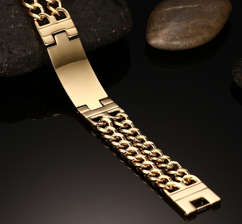 Gold Color Boy's Double Hand Chain Bracelets&Bangles Spanish Bracelets Bangles Punk Style Hand Wristband BR-203