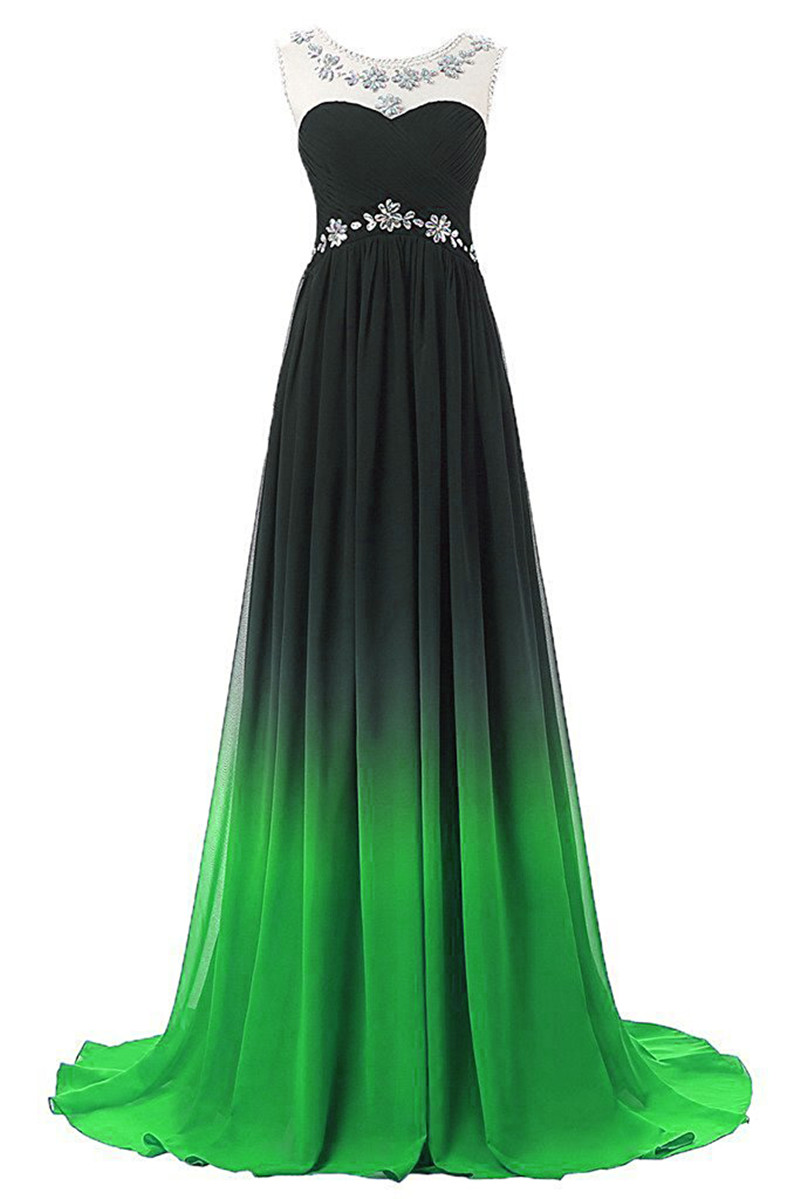 2017 Sexy Backless Crystal A-Line Prom Dresses With Beading Chiffon Floor-Length Plus Size Evening Formal Party Gown BP12