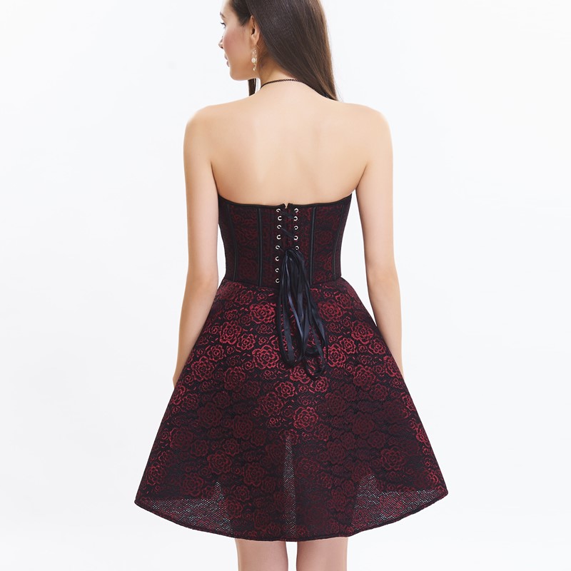 Light Weight Mesh Victorian Gothic Halloween Dancing Parties Wedding Bridal Bridesmaid Vintage Caged Ruffle Ball Gown Formal Corset Dress