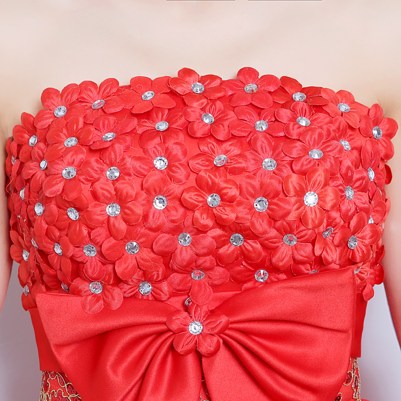 Brand New Evening Dresses with Bow Elegant Girls Women Bride Gown Fashion Red Short Ball Prom Party Homecoming Graduation Formal Dress